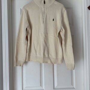 Men's Polo Zip-Up Cream Sweater